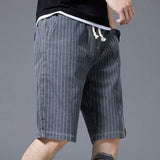 Casual Striped Jean Shorts