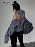Zip Off Shoulder Sweater Hoodie