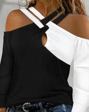 Black And White Crisscross Blouse