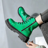 Patent Leather Platform Motorcycle Boots