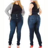 Plus Size  High Waist Button Up Jeans