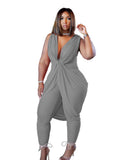 Plus Size Chiffon Sleeveless Romper