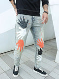 Stylish Painted Hands Jeans