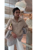 Stand Collar Zipper Sparkling Cardigan