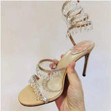 Crystal Wrap Around High Heels