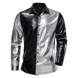 Glossy Split Color  Dress Shirt