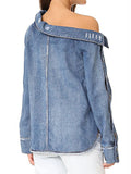 Folded Shoulder Jeans Top