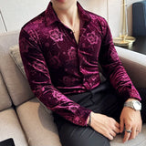 Velvet Flower Dress Shirt