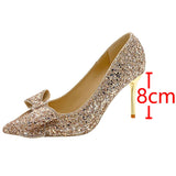 Shiny Glitter Bow High Heels