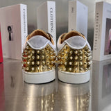 Gold And White Studded Sneakers