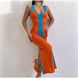 Front Stripe V Neck Dress