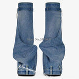 Washed Zipper BlueJeans Knee High Boots