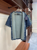 Single breasted Lapel Pocket Jeans Dress Shirt