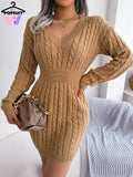 V-neck Knitted Fit Dress