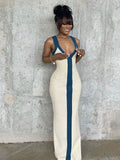 Front Stripe V Neck Dress