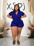 Plus Size Zipper Spandex Romper Shorts