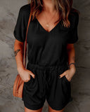 Casual Jogger Drawstring Romper Shorts