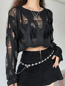 Perforated Hollow Knitted Top