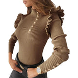 Elegant Ruffle Buttons Top