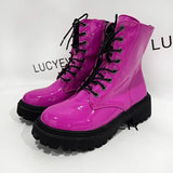 Patent Leather Platform Motorcycle Boots