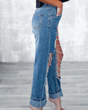 Diamond Rhinstone Ripped Jeans