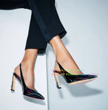Studded Patent Leather Pump High Heels