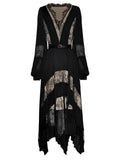 Lantern Sleeve Belt Lace Dress