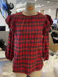 Plaid Ruffle Blouse Top
