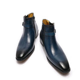 Blue Buckle Pointed Toe Boots