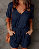 Casual Jogger Drawstring Romper Shorts