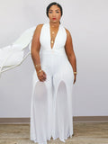 Plus Size Chiffon V Neck Romper