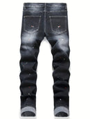 Stitched Embroidery Slim  Fit Jeans