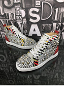Striped Rhinestone Rivet High Top Sneakers
