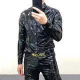 Mirror Reflective Shinny Leather Dress Shirt