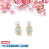 Natural Opal Real 14k Yellow Gold Stud Earring