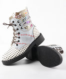 Polka Dot Fashion Square Heel Leather Boots