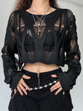 Perforated Hollow Knitted Top