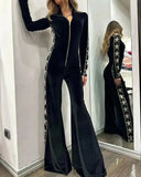 Star Front Zipper Collar Romper