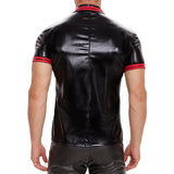 Leather Polo Shirt Top