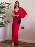 RED One Sleeve Long Dress