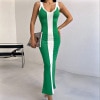 Front Stripe V Neck Dress