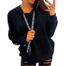 Loose Letter Ribbon Sweater Hoodie