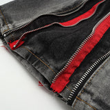 Side Double Zip Jean  Shorts