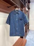 Single breasted Lapel Pocket Jeans Dress Shirt