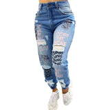 Ripped Slim Fit High Waist Street Jeans