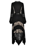 Lantern Sleeve Belt Lace Dress