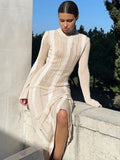 White Stripe Knitted Dress