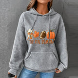 Drawstring Waffle Sweater Hoodie