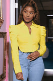 Crop Puff Sleeve Blouse Top
