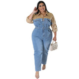 Plus Size Elegant Jeans Party Romper
